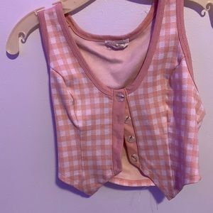 Pink plaid button down cardigan